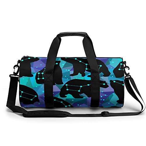 KoIjYtI Bolsos De Viaje para Hombre para Mujer Oso Polar Galáctico Bolsa Deportiva para Niños Fácil De Llevar Equipaje De Ejercicio 45x23x23cm