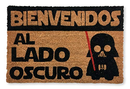 KOKO DOORMATS Felpudo Entrada casa Friki y Divertidos, Felpudo Friki Bienvenido al Lado Oscuro | Felpudo Original para Entrada casa Puerta, terraza o jardín | Fibra de Coco y PVC | 40x60x1.5 cm