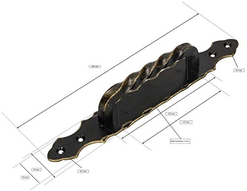 KOTARBAU® Tirador de puerta de 290 mm, hierro forjado, picaporte para puerta corredera (negro)