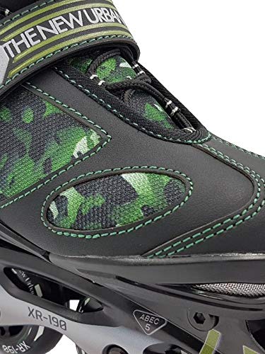 KRF The New Urban Concept Des Krf Ajust Xr-190 Patines Patinaje, Adultos Unisex, Verde (Camuflaje Verde), M (34/37)