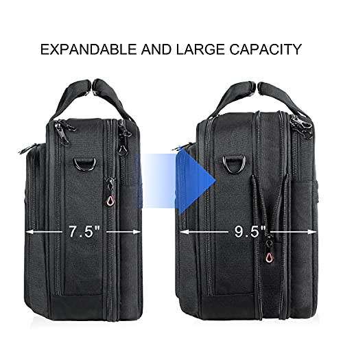 KROSER Bandolera para Portátil de 18" Elegante Maletín para Portátil hasta 17.3" Expandible Hidrófugo Bolsa de Mensajero con Bolsillos RFID para Negocios/Viajes/Universidad/Hombres/Mujeres