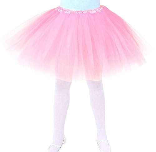 Ksnnrsng Tutu Falda de Mujer Faldas de Tul 50's Short Ballet 3 Capas de Baile para Vestirse Danza (Rosado)