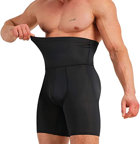 KUMAYES Boxer para Hombre Fajas Pantalones Braga Moldeadora Faja Pantalón Reductora Shapewear Lencería Pantalones con Relleno de Cadera Control de Barriga Levanta Glúteos (L, Negro)