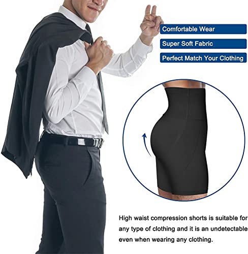 KUMAYES Boxer para Hombre Fajas Pantalones Braga Moldeadora Faja Pantalón Reductora Shapewear Lencería Pantalones con Relleno de Cadera Control de Barriga Levanta Glúteos (L, Negro)