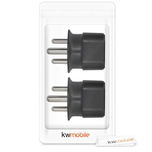 kwmobile 2X Adaptador de Viaje Tipo M - Set de adaptadores para Usar en Sudáfrica India Nepal etc. - Travel Plug para aparatos de España y UE Negro