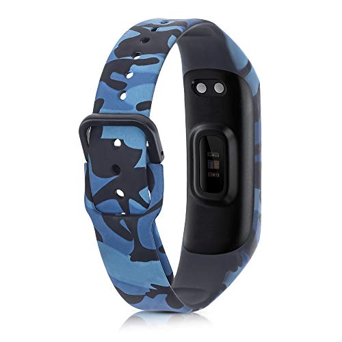 kwmobile 2X Pulsera Compatible con Samsung Galaxy Fit 2 - Brazalete de Silicona y TPU Camouflage Negro/Verde Claro/Verde Oscuro