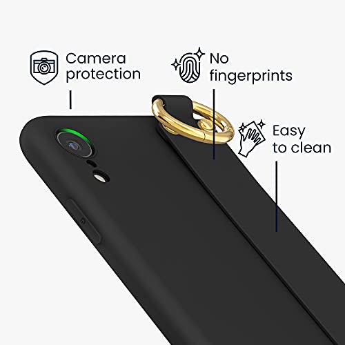 kwmobile Funda Compatible con Apple iPhone XR - Caracasa de Silicona con Cuerda y Agarre Trasero - Negro