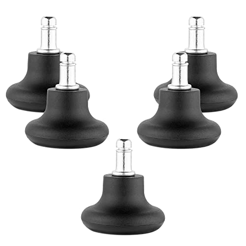 kwmobile Patas fijas para Silla de Oficina - Set 5X Tacos sin Ruedas para sillas de Escritorio Gaming - con Base de Fieltro - Perno Ø 10 MM - Negro