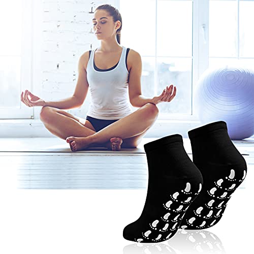 KYSUN 4 Pares de Calcetines Antideslizantes para Mujer y Hombre, Calcetines Antideslizantes para Yoga y Pilates, Calcetines Deporte de Algodón para Dance Ballet Fitness Gimnasia, Negro, EU 36-42