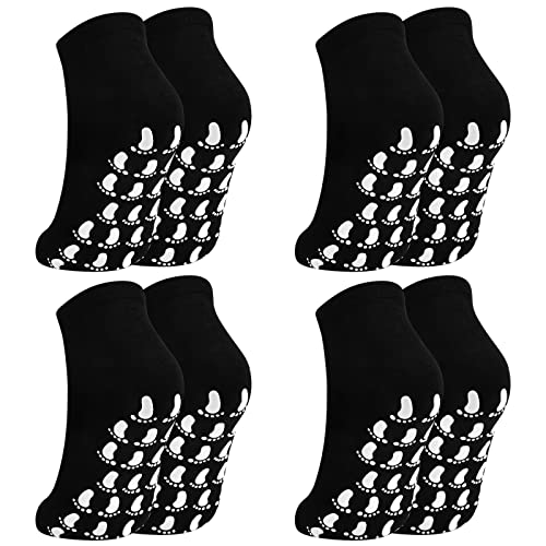 KYSUN 4 Pares de Calcetines Antideslizantes para Mujer y Hombre, Calcetines Antideslizantes para Yoga y Pilates, Calcetines Deporte de Algodón para Dance Ballet Fitness Gimnasia, Negro, EU 36-42