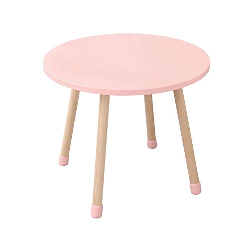 KYWAI-Juego de Mesa y Dos sillas Infantiles Muebles para niños De Madera Color Rosa y Blanco Mesa pequeña Redonda Estilo nordico Escritorio Infantil Dormitorio