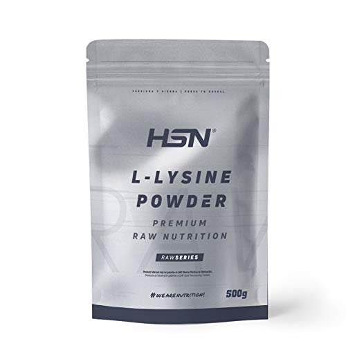 L-Lisina de HSN | 500 gr | 1500 mg de Lisina en Polvo por Dosis Diaria | 100% Pura, Sin Añadidos ni Excipientes | Aminoácido Esencial | No-GMO, Vegano, Sin Gluten