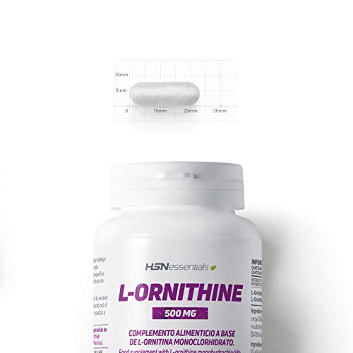 L-Ornitina de HSN | 500mg | Aminoácido para el Metabolismo del Deportista, Apto Vegano, Sin Gluten, Sin Lactosa, 120 Cápsulas Vegetales