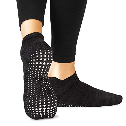 LA Active Calcetines Antideslizantes - 1 Par - Para Yoga Pilates Ballet Barre Mujer Hombre (Negro, 34.37 EU)