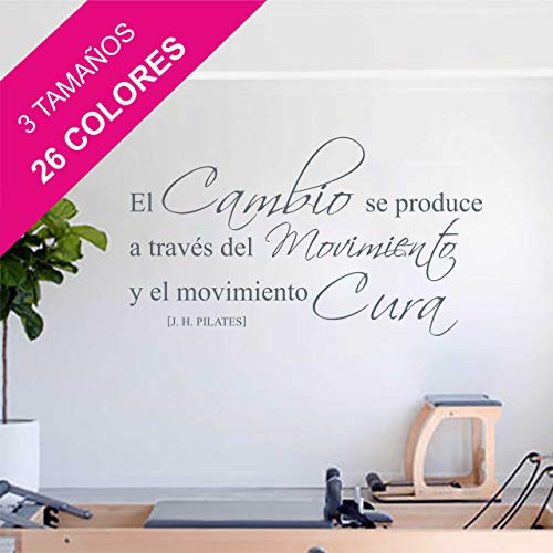 La Tienda de las Pegatinas® Pegatina de pared Frase Pilates, Decoración Casa, Gimnasio, Sticker, Vinilo Decorativo. (Grande 209 x 118 cm, Gris Medio)