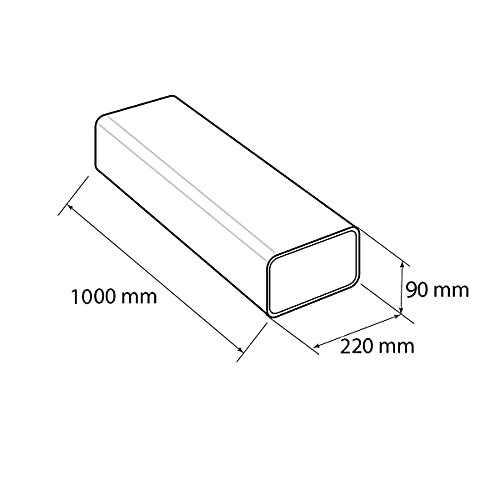 La Ventilazione CT1229B Tubo para ventilación canalizada rectangular de PVC, 220 x 90 mm. Color blanco.