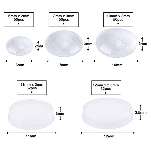 Lagrimas Silicona, JTDEAL 214pcs Gotas Silicona Adhesivas, Topes Adhesivos Transparentes, Almohadilla Autoadhesiva, Pies de Goma Pad Hemisférica de puerta de muebles pad (5 tamaños)