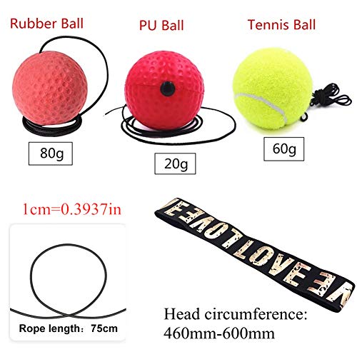 LahAd Boxeo Punching Ball Puching Ball De Boxeo Cabeza de Bola de Reflejos de Boxeo Reaccionar Reflejo Bola Boxeo Equipos Reflejo Golpe de Diadema 3balls,Free