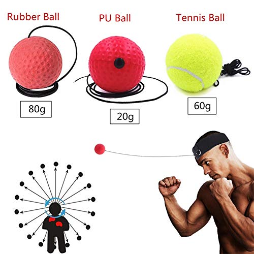 LahAd Boxeo Punching Ball Puching Ball De Boxeo Cabeza de Bola de Reflejos de Boxeo Reaccionar Reflejo Bola Boxeo Equipos Reflejo Golpe de Diadema 3balls,Free