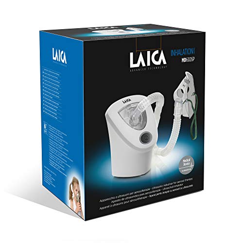 Laica MD6026 Inhalador-Nebulizador de ultrasonidos poco ruidoso, optimo para niños, fácil de usar, desconexión autmática, incluye transformador para la toda de red