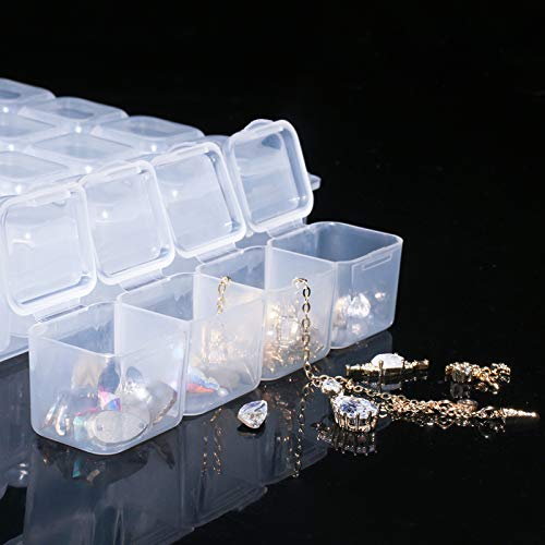 LAITER 1 Pcs Caja de Almacenamiento con 56 Compartimentos Plástico Transparente Extraíbles Ajustable Multiusos para Guardar Uñas Joyas Cuentas Accesorios de Pintura Pendientes Joyería Botones