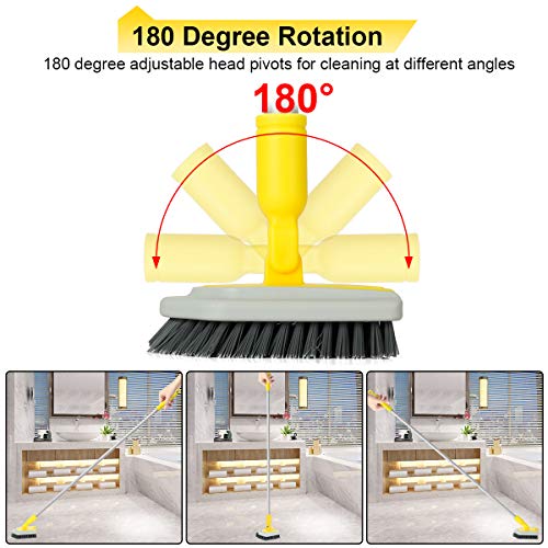 Lalafancy Cepillo de Baño y Bañera Cepillo Extensible con 119cm Mango Largo Cepillo Rotación de 180º de Fregado Limpieza para Bañera Ducha Azulejo Pared de Baño Cocina