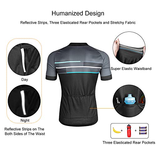 LAMEDA Ropa Ciclismo Verano para Hombre De Manga Corta Maillot Bicicleta para MTB Bici Ciclista(Azul,M)