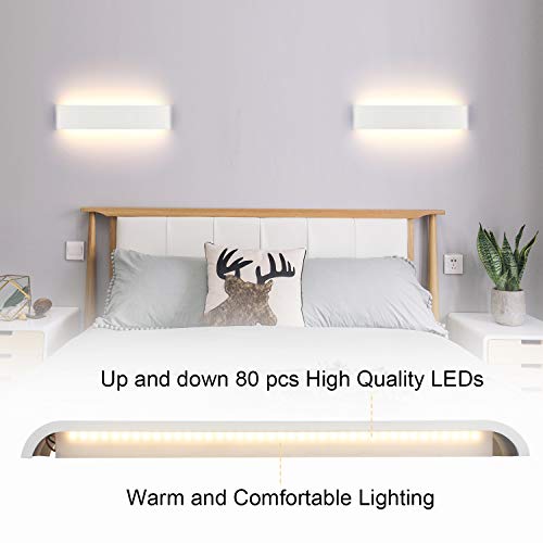 Lámpara de Pared LED 2 unidades, 16 W Lámpara de Pared Moderna Para Interior Para Lámpara de Baño, Salón, Dormitorio, Escalera, Pasillo, Iluminación de Pared, Blanco Cálido 3000K