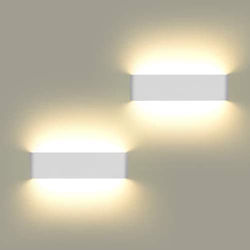 Lámpara de pared LED para interior, 2 unidades, 12 W, más brillante, moderna, perfecta para dormitorio, salón, escaleras y baño, luz blanca cálida