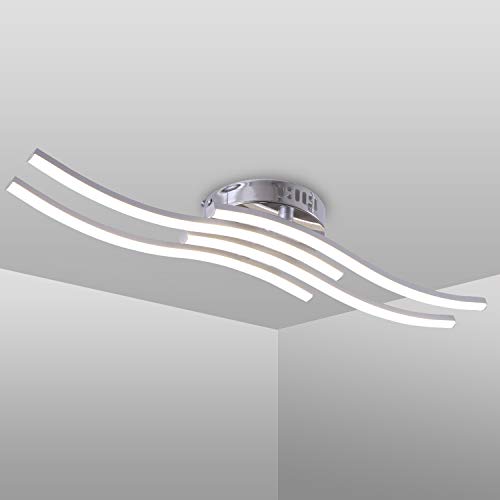 Lámpara de techo LED, Lampara techo, 4000K blanco neutro, 24W 2000 Lumen, óptica de aluminio, blanco acrílico, ondulado, luz de techo moderno para salas de estar y dormitorios (Luz Blanca Neutra)