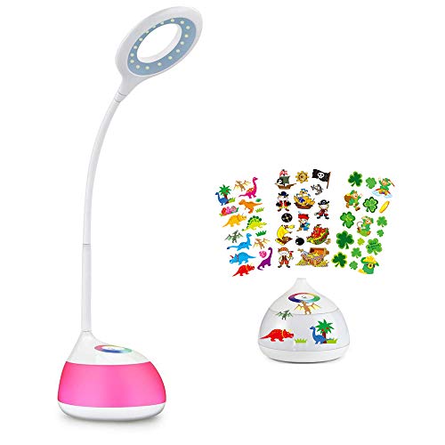 Lámpara para escritorio, LED de colores regulable, LED, 3 niveles de brillo (leer, estudiar y relajarse), brazo flexible, control táctil, puerto USB, Base Height 3.27 Inch, R2 3.20watts 5.00volts