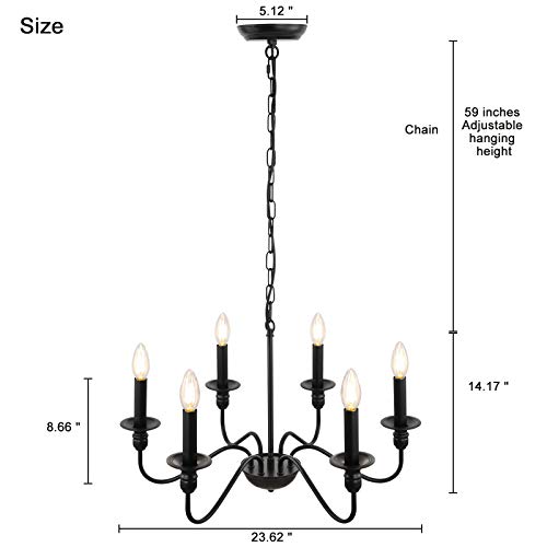 Lamparas Araña Negra Vintage KMaiPem 6 Luces Colgante Iluminación Industrial Rústico Araña para Granero Dormitorio Vestíbulo Pasillo