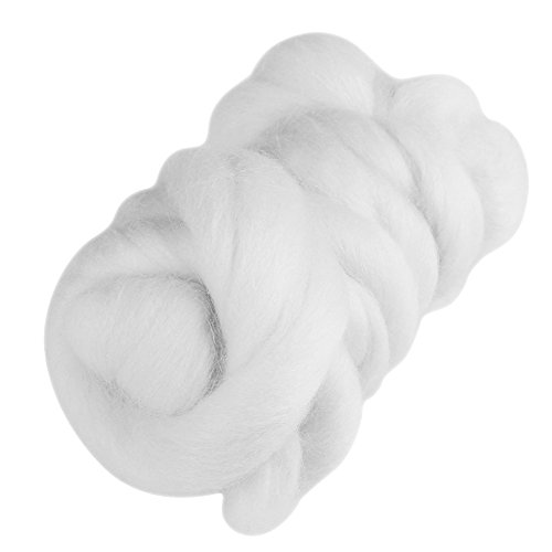 Lana de lana de hilado de lana de fieltro de hilado de lana de lana itinerante Super suave mano Spinning DIY Craft materiales 55 g(Blanco)