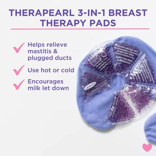 Lansinoh Terapia de Frío / Calor para el Pecho, TheraPearl 3 en 1. Para la mastitis, pechos congestionados y ayuda a la estimulación de la salida de la leche materna. 2 unidades con funda lavable