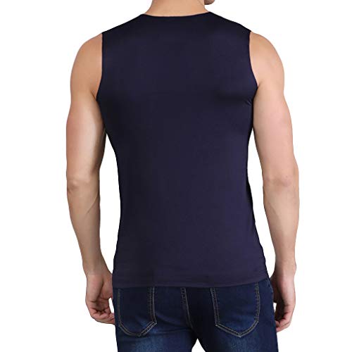 LAOSU Camiseta de tirantes para hombre de verano cómoda, sin mangas, color uniforme y deportivo, transpirable, de gran tamaño, para musculo, sin costuras, para cuerpo, 03-marino, 4XL