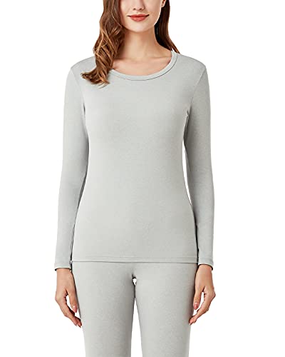 LAPASA Camiseta Térmica para Mujer Ropa Térmica Camiseta Interior Manga Larga Invierno Ligero L15 S Gris