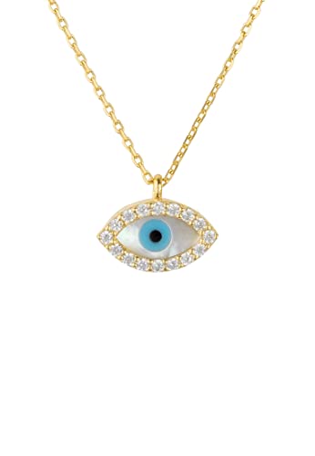 LATELITA Evil Eye Elíptica Madre de Perla Collar Oro