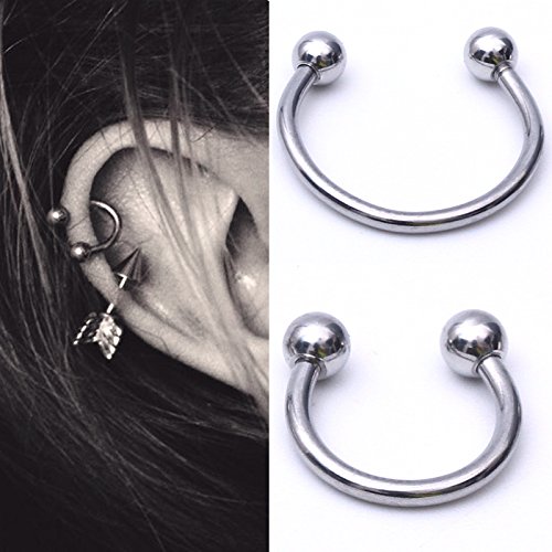 LAURITAMI 12pcs Pendientes Piercing Tragus Helix Nariz Aros Pernos 8mm 16G Rook Barbell Acero Quirúrgico Labio Cartilago Anillos Joyas