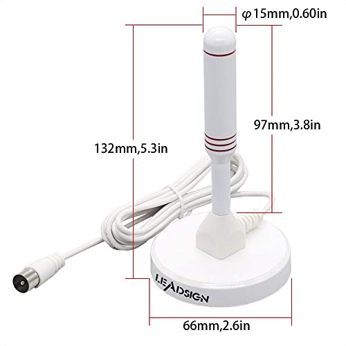 LEADSIGN Antena de TV Portátil para Interiores y Exteriores con Base Magnética, Soporte 4K 1080P HD para Canales Locales(Color Blanco)