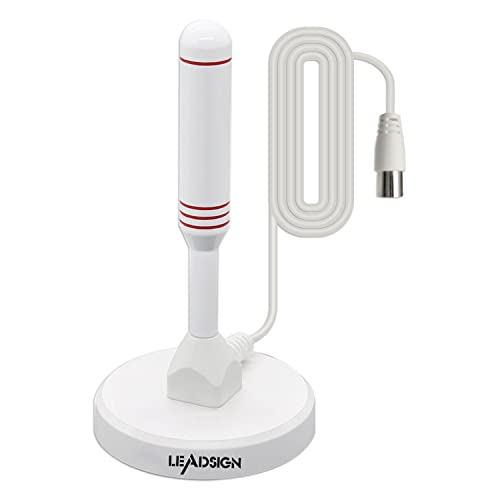 LEADSIGN Antena de TV Portátil para Interiores y Exteriores con Base Magnética, Soporte 4K 1080P HD para Canales Locales(Color Blanco)