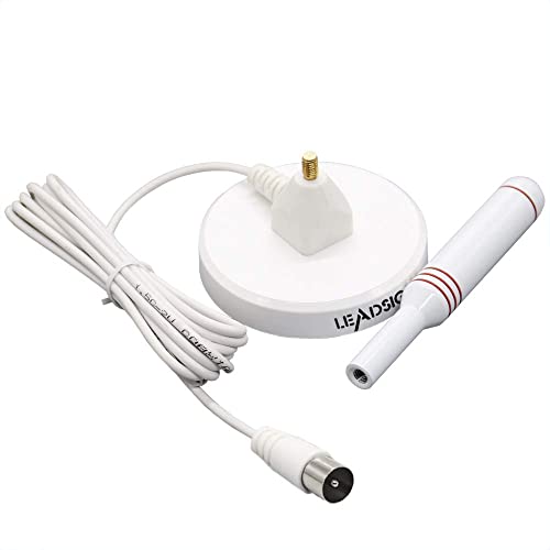 LEADSIGN Antena de TV Portátil para Interiores y Exteriores con Base Magnética, Soporte 4K 1080P HD para Canales Locales(Color Blanco)