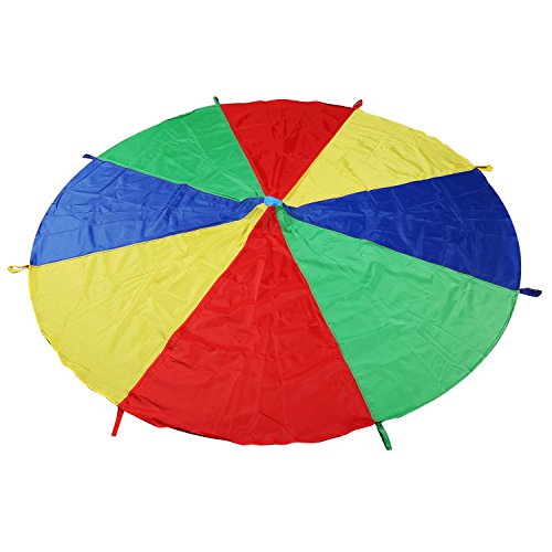 LEADSTAR 6FT Juego De Paracaídas de Color para Niños Arco Iris Juegos Actividades Deportivas Fiestas Ejercicios en Grupo Al Aire Libre (2m)