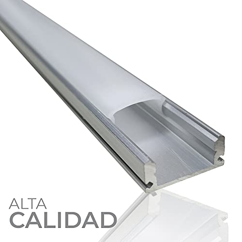 LED ATOMANT Kit 4x Perfil de Aluminio para Tira Led. Tapa Translucida. Incluye Tapones de extremos y Pestañas de Fijacion, 0 W, 1 metro, 4