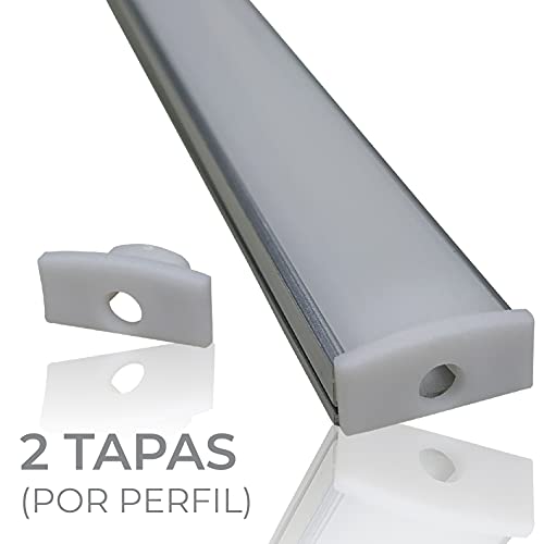 LED ATOMANT Kit 4x Perfil de Aluminio para Tira Led. Tapa Translucida. Incluye Tapones de extremos y Pestañas de Fijacion, 0 W, 1 metro, 4