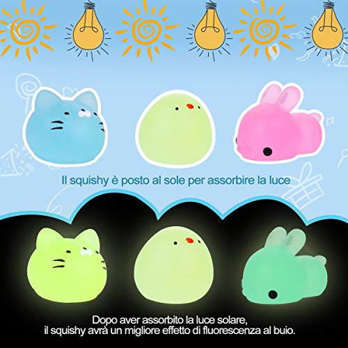 LEEHUR Squishies - Minijuguetes Blandos Mixtos, Suaves y esponjosos para apretar, con Forma de Animales, no tóxicos, Divertidos para aliviar el estrés (Fluorescentes 20 Pcs)