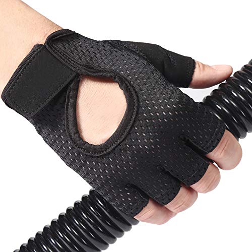 LeerKing Guantes Gimnasio Deportivos de Hombres Mujeres con Muñequera Guantes Antideslizantes Musculación Fitness Remo Ciclismo Gimnasia Baile de Barra Negro S