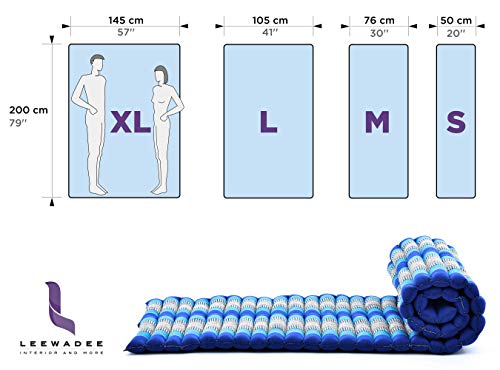 LEEWADEE colchoneta tailandesa Enrollable M – Colchón para masajes Grueso, futón para Dormir, Alfombra de kapok, 200 x 76 cm, marrón