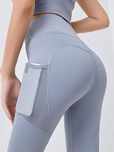 Leggins Deportivos con Bolsillo Mujer Push Up Cintura Alta Gym Yoga Leggings Deporte Mujer Pantalones Leggins Fitness Running Anticeluliticos Mujer Mallas Deportivas Mujer Pantalon Pilates Azul S