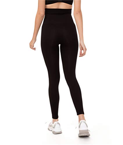 Leggins Mujer Cintura Faja Talle Alto Elásticos Seamless Sin Costuras Cómodos (Negro, S-M)