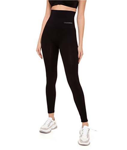 Leggins Mujer Cintura Faja Talle Alto Elásticos Seamless Sin Costuras Cómodos (Negro, S-M)